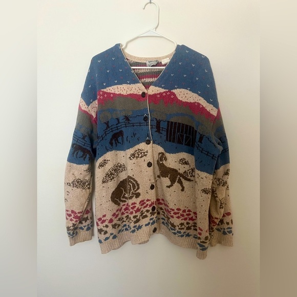 Vintage 1990 Beautiful Dogs Sweater from Northern Reflections cardigan sweater - Picture 5 of 13